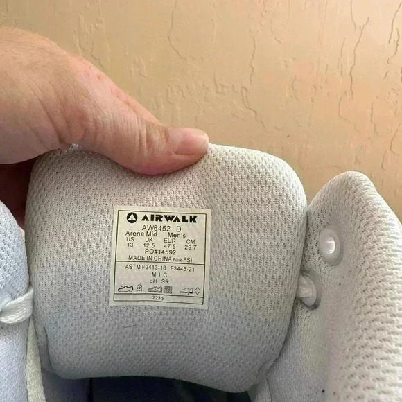 Airwalk Safety Mens Arena Mid Composite Toe Work Shoe White Grey Aw6452 Size 13 - Picture 10 of 11